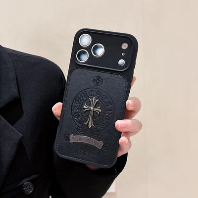 HypedEffects Chrome Hearts Inspired Cross Design Phone Case for iPhone 14 to iPhone 17 Pro Max