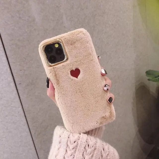 HypedEffects Cute Fluffy Heart Phone Case for iPhone