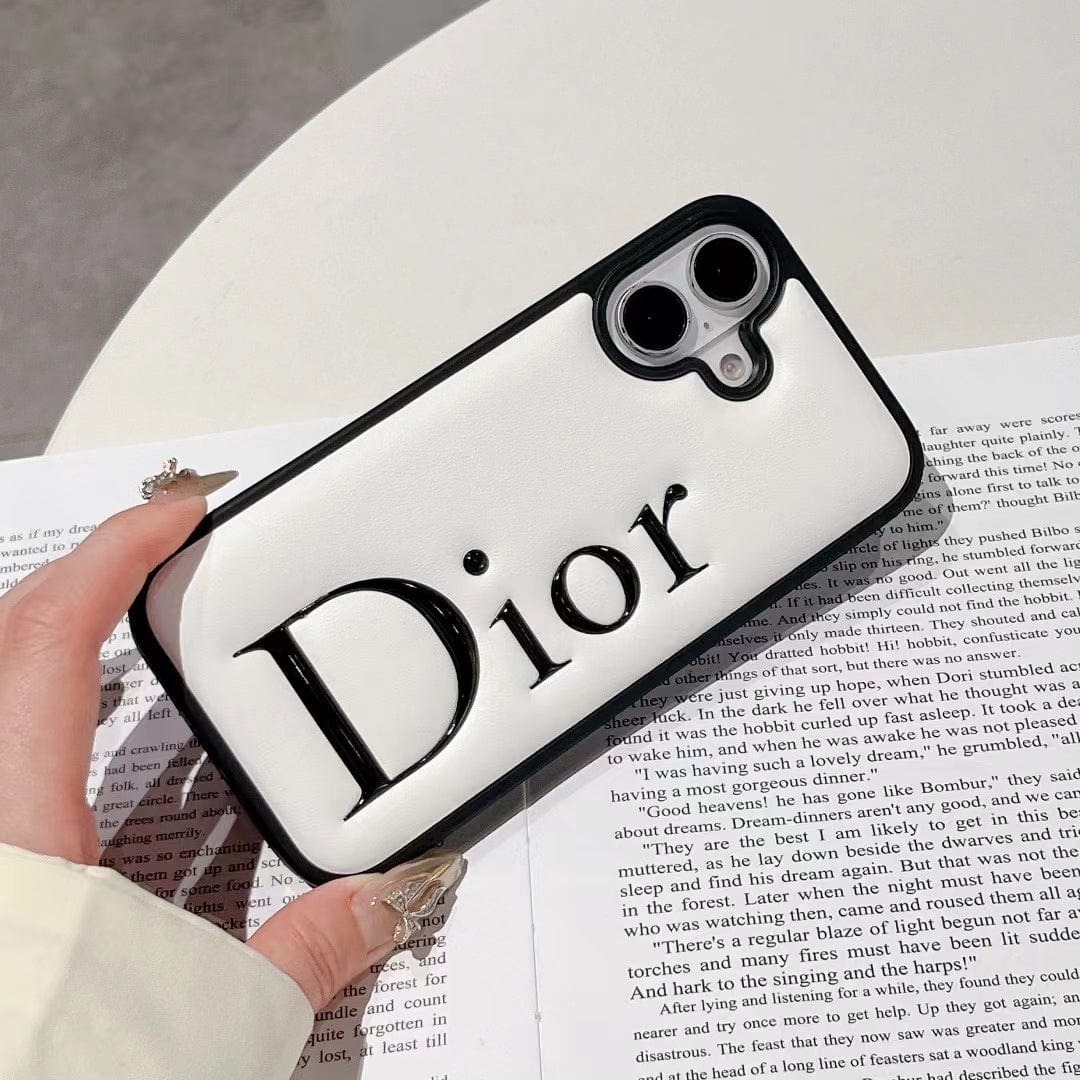 HypedEffects Dior Embossed Logo Leather iPhone Case