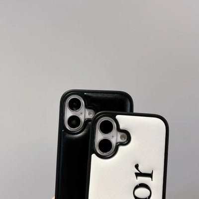 HypedEffects Dior Embossed Logo Leather iPhone Case