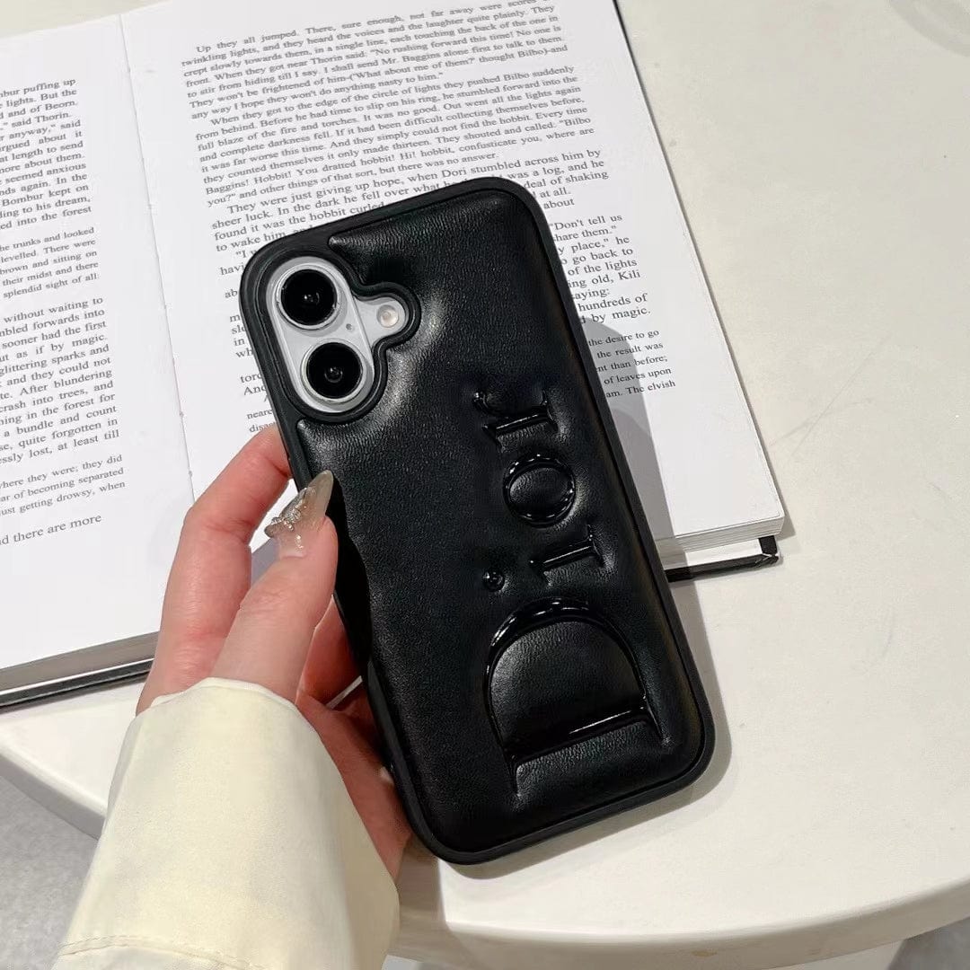HypedEffects Dior Embossed Logo Leather iPhone Case