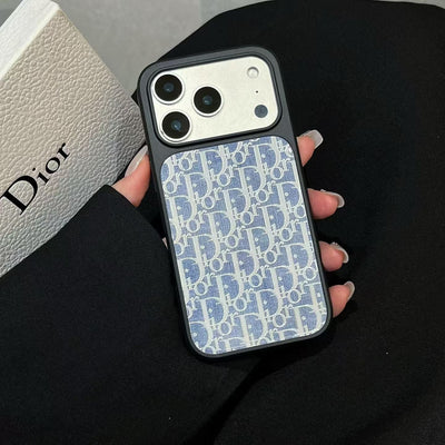 HypedEffects Dior Inspired Blue Pattern Phone Case for iPhone 14 to iPhone 17 Pro Max