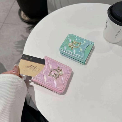 HypedEffects Dior-Inspired Quilted Samsung Z Flip Case with Card Holder – Available for Z Flip 3, 4, 5, and 6