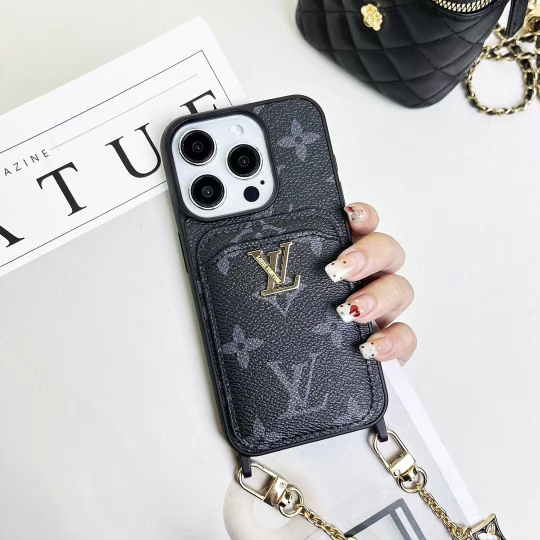 HypedEffects Fashioned Back Pocket louis vuitton iPhone Case | Charming chain holder