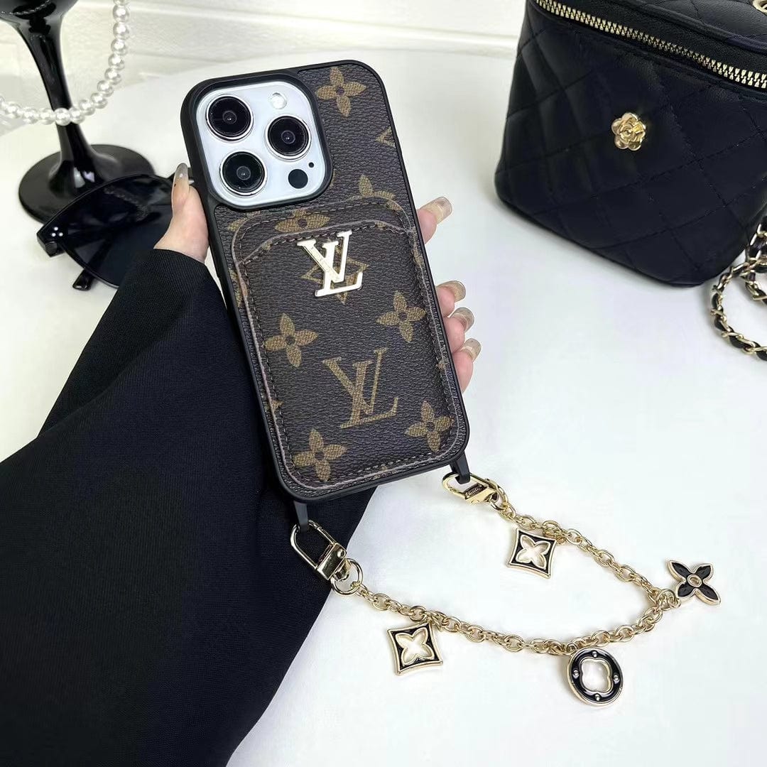 HypedEffects Fashioned Back Pocket louis vuitton iPhone Case | Charming chain holder
