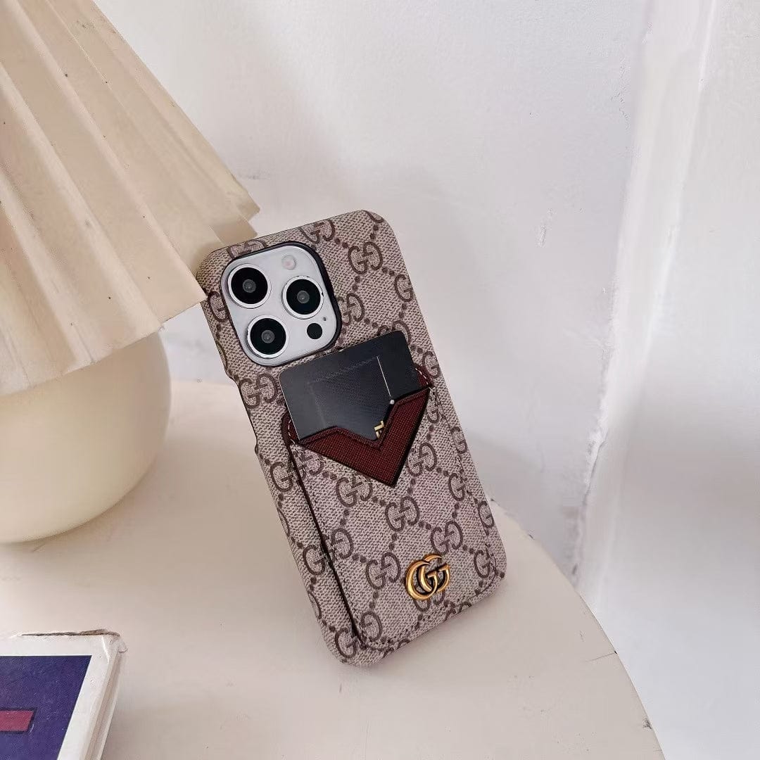 HypedEffects gucci gucci Canvas Cardholder Leather iPhone Case