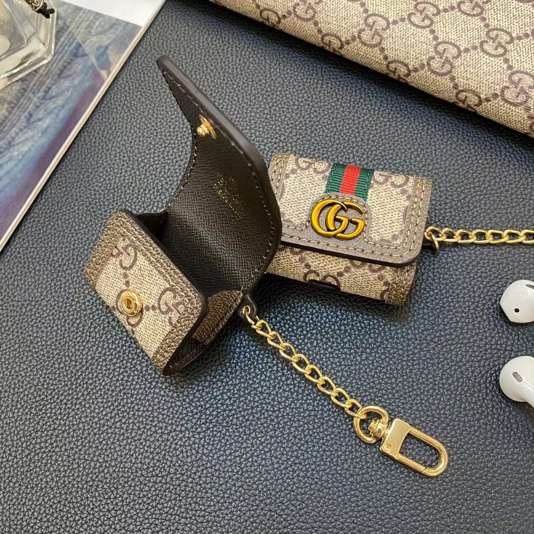 HypedEffects gucci Monogram AirPods Covers with Keychain - Set of Four
