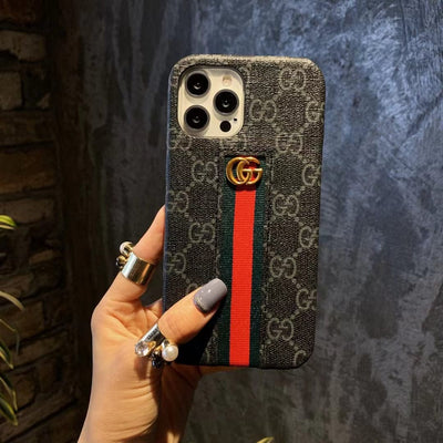 HypedEffects gucci Monogram Canvas iPhone 17 Case with Stripe Detail
