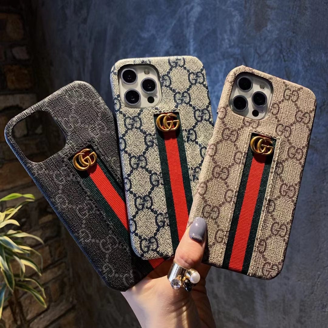 HypedEffects gucci Monogram Canvas iPhone 17 Case with Stripe Detail
