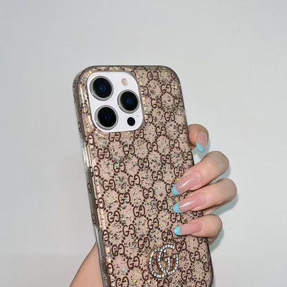 HypedEffects gucci Monogram Glitter iPhone Case with Rhinestone gucci Logo