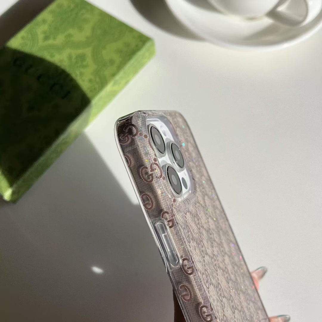 HypedEffects gucci Monogram Glitter iPhone Case with Rhinestone gucci Logo