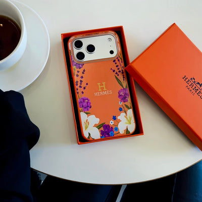 HypedEffects Hermès Floral Signature Case with Wrist Charm for iPhone 13 to 17 Pro Max