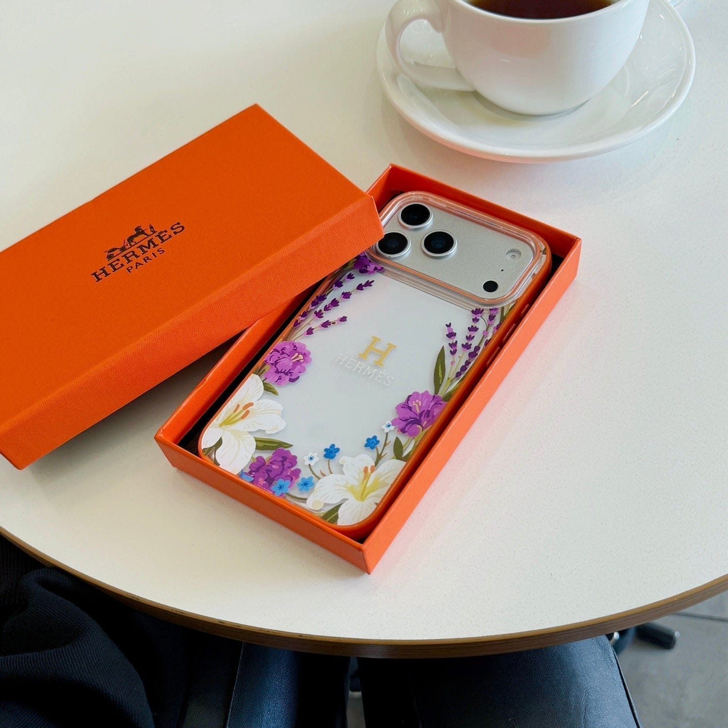 HypedEffects Hermès Floral Signature Case with Wrist Charm for iPhone 13 to 17 Pro Max