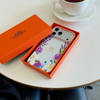 HypedEffects Hermès Floral Signature Case with Wrist Charm for iPhone 13 to 17 Pro Max