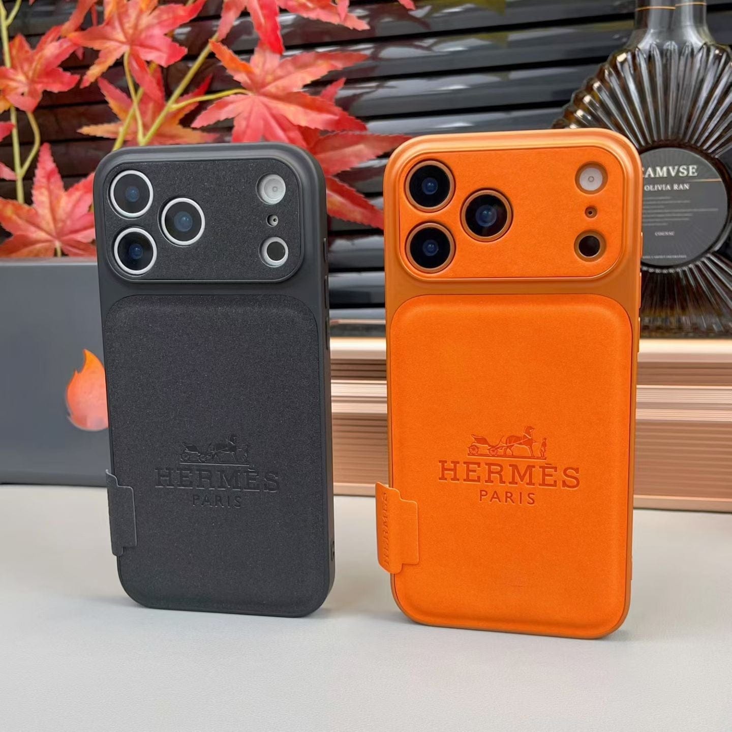 HypedEffects Hermès Leather Card Holder Phone Case for iPhone 14 to iPhone 17 Pro Max