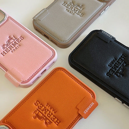 HypedEffects Hermès Leather Wallet Phone Case with Card Holder for iPhone 13 to iPhone 17 Pro Max