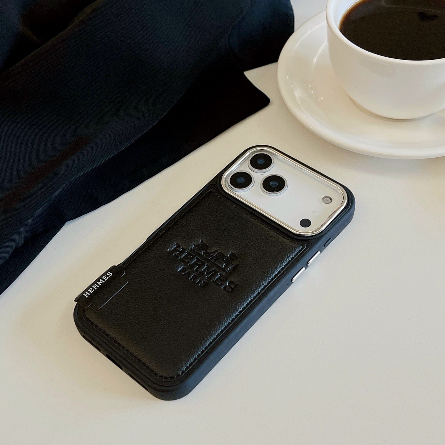 HypedEffects Hermès Leather Wallet Phone Case with Card Holder for iPhone 13 to iPhone 17 Pro Max