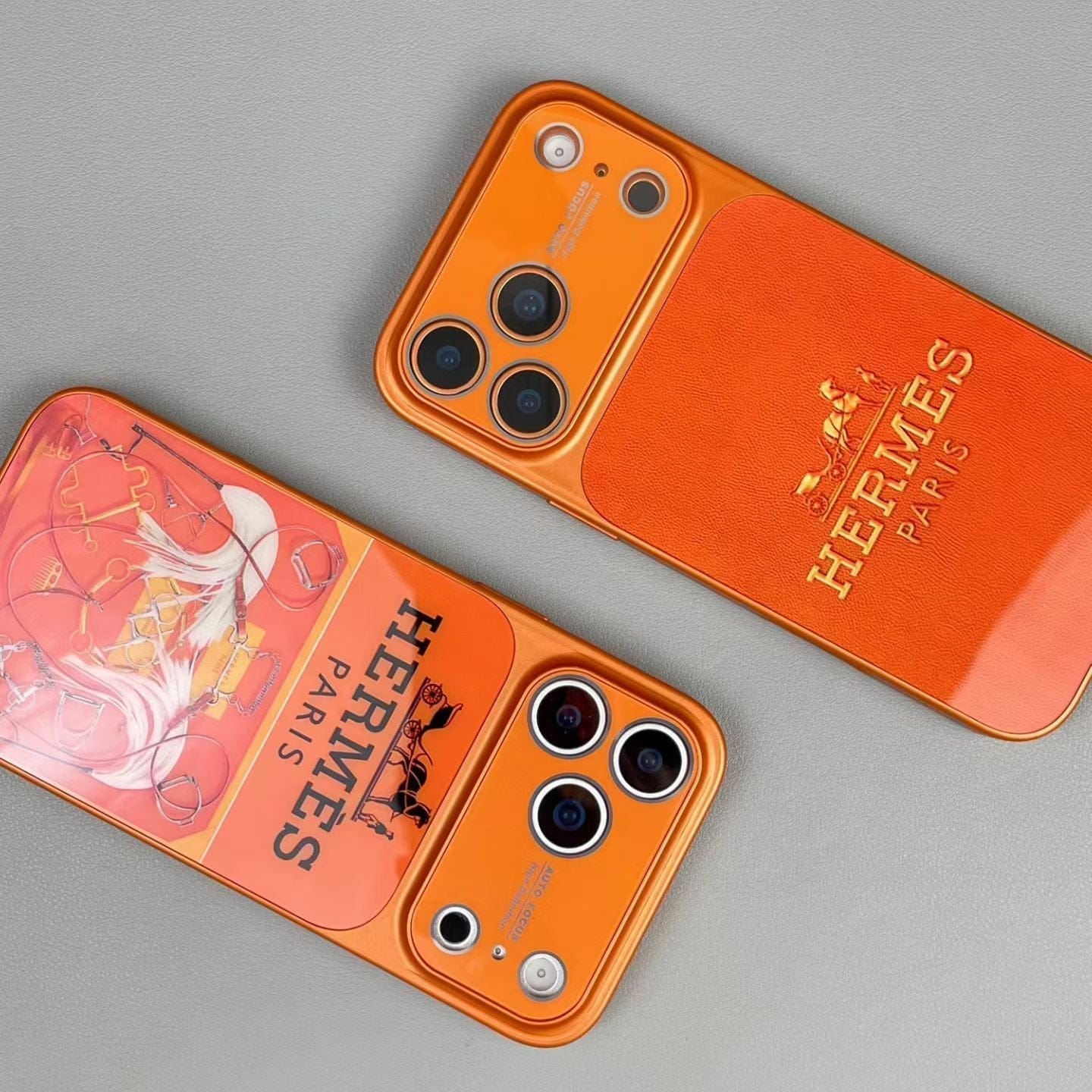 HypedEffects Hermes Paris Orange Phone Case for iPhone 14 to iPhone 17 Pro Max Designer Style Back Cover
