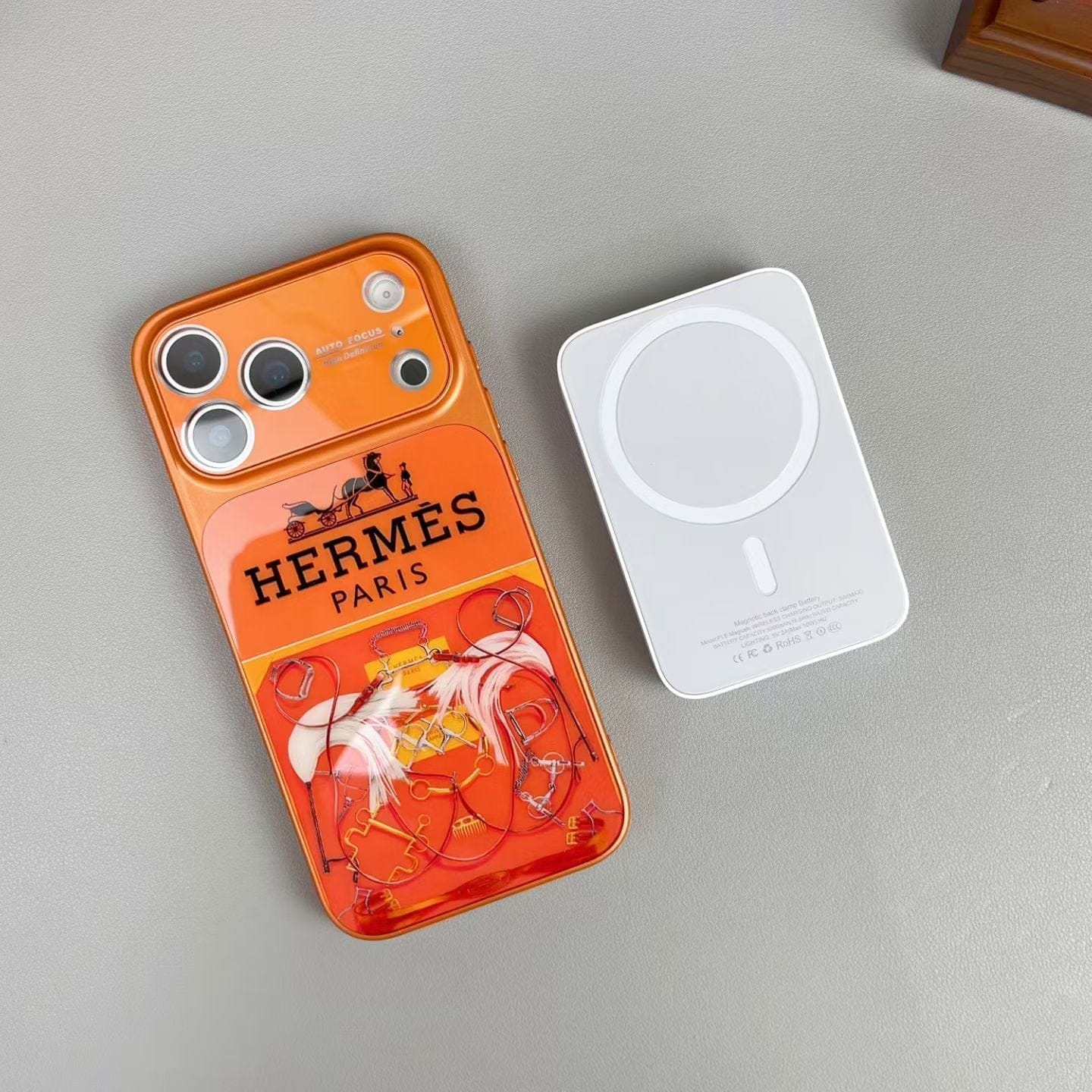 HypedEffects Hermes Paris Orange Phone Case for iPhone 14 to iPhone 17 Pro Max Designer Style Back Cover