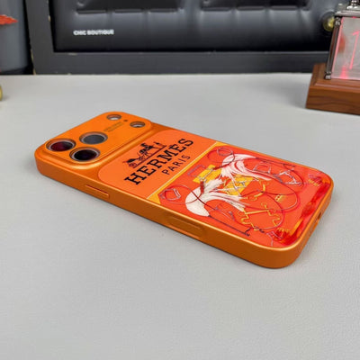 HypedEffects Hermes Paris Orange Phone Case for iPhone 14 to iPhone 17 Pro Max Designer Style Back Cover