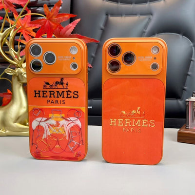 HypedEffects Hermes Paris Orange Phone Case for iPhone 14 to iPhone 17 Pro Max Designer Style Back Cover