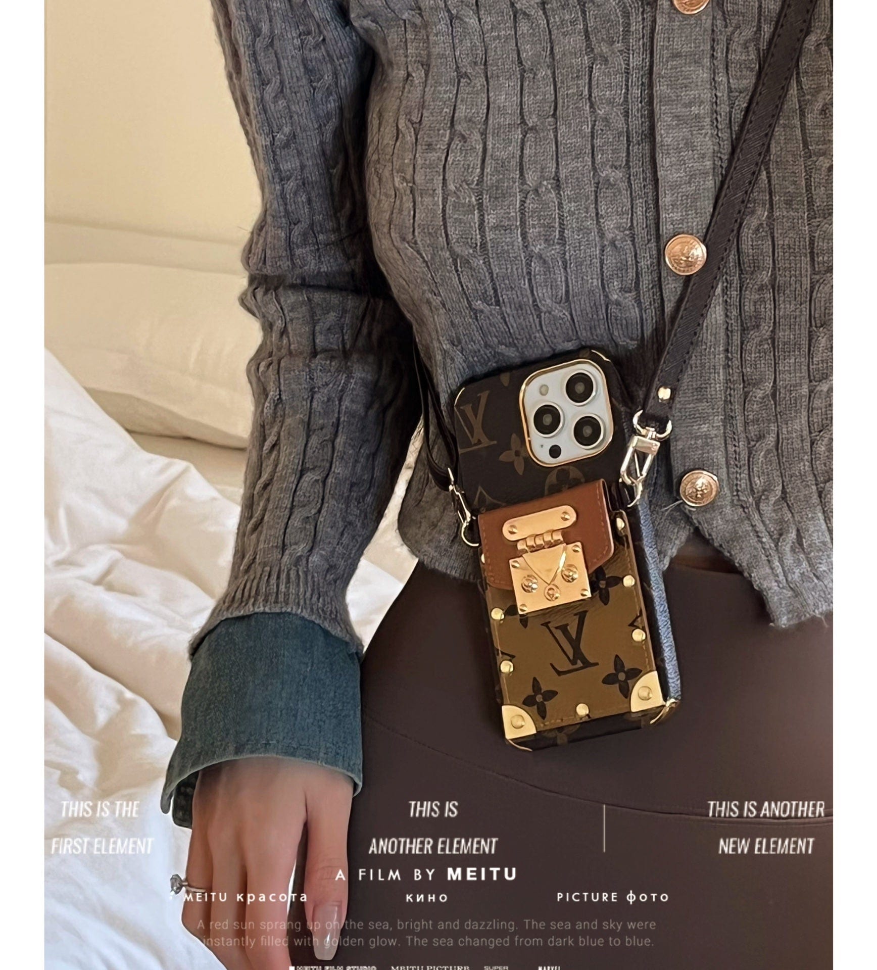 HypedEffects iphone 12 - 17 Pro Max louis vuitton Crossbody With Cash Card Holder