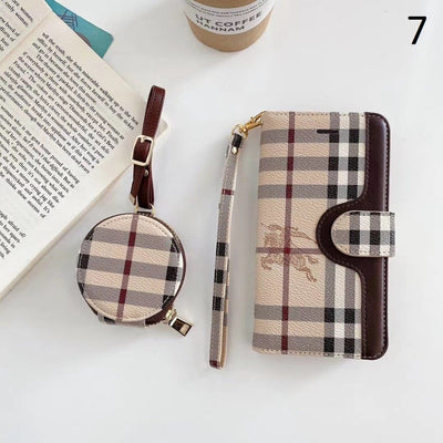 HypedEffects Leather Folio Louis Vuitton And Gucci iPhone Case for iphone 12, iphone 13 + FREE AIRPODS PRO CASE