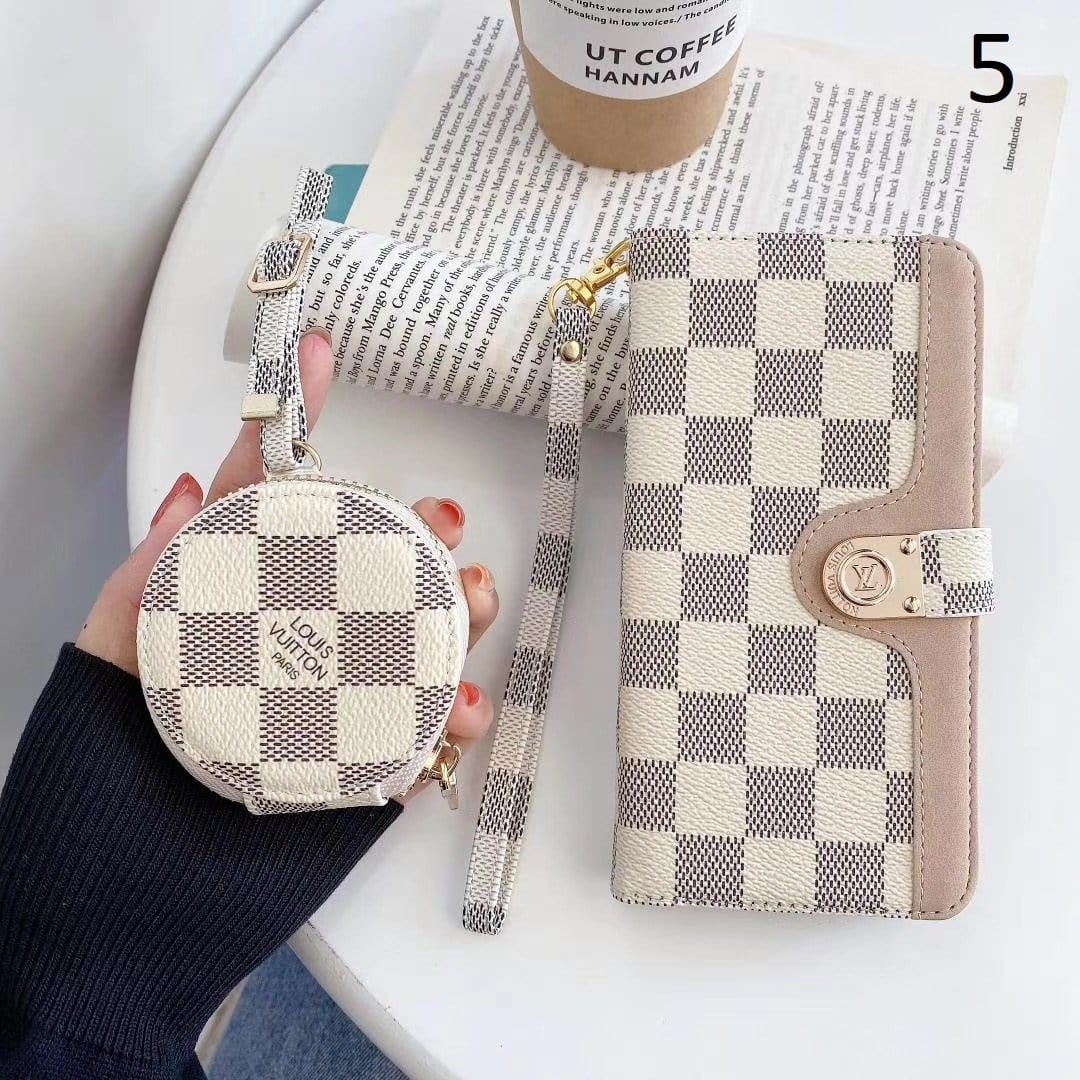 HypedEffects Leather Folio louis vuitton And gucci iPhone Case + FREE AIRPODS PRO CASE
