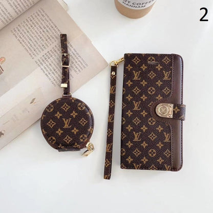 HypedEffects Leather Folio louis vuitton And gucci iPhone Case + FREE AIRPODS PRO CASE