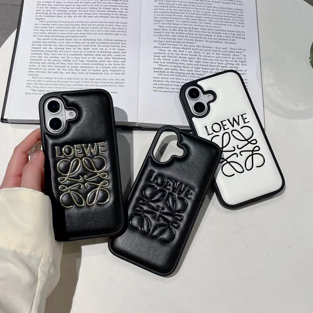HypedEffects Loewe Anagram Logo Leather iPhone Case