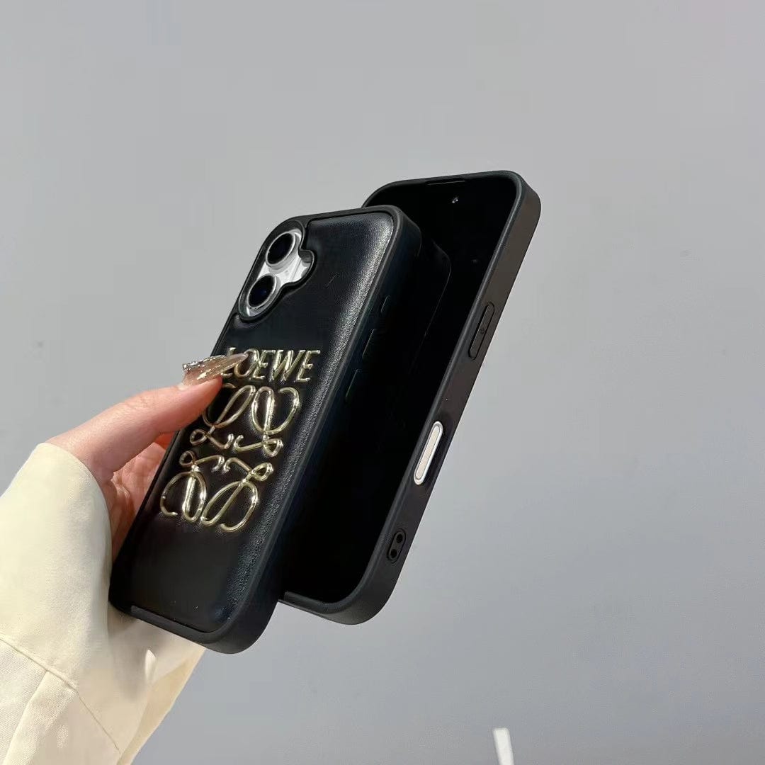 HypedEffects Loewe Anagram Logo Leather iPhone Case