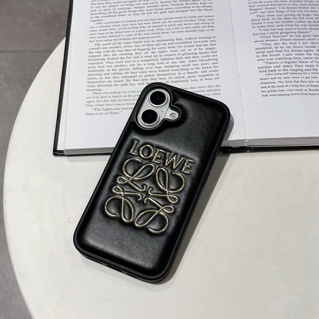 HypedEffects Loewe Anagram Logo Leather iPhone Case
