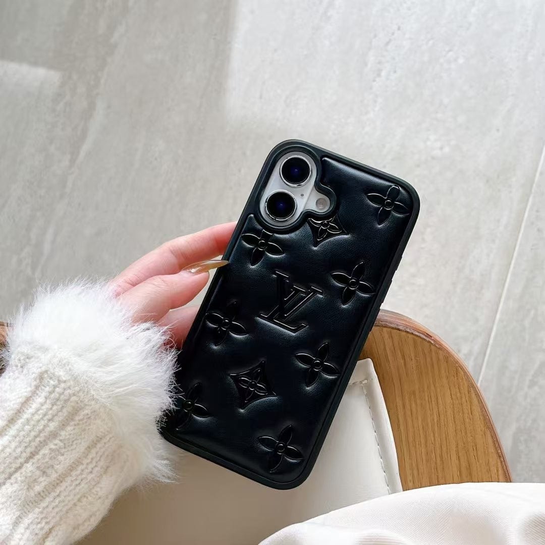 HypedEffects louis vuitton 3D Quilted Monogram Leather iPhone Case