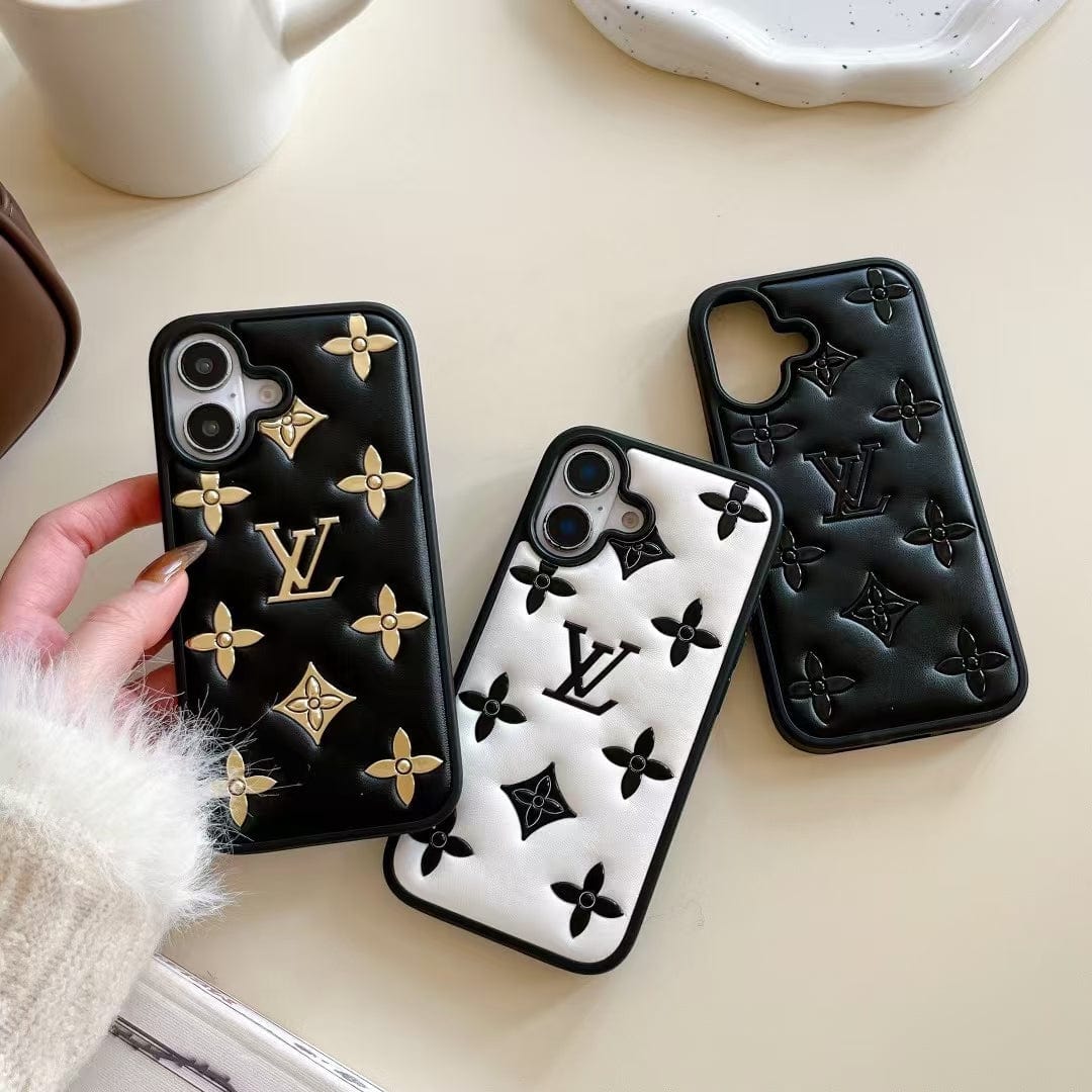 HypedEffects louis vuitton 3D Quilted Monogram Leather iPhone Case