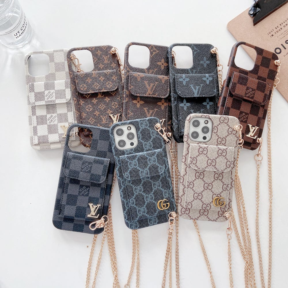 HypedEffects louis vuitton And gucci Back Pocket iPhone 17 Case With Straps
