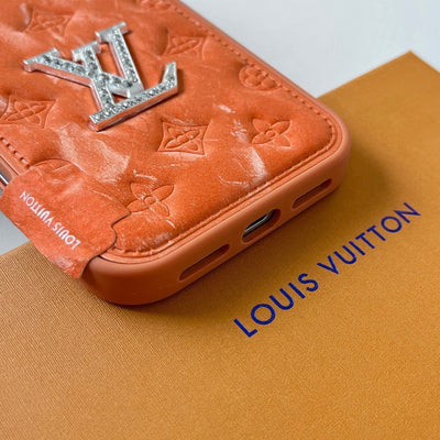 HypedEffects louis vuitton and gucci Leather Phone Case with Metal Logo for iPhone 13 to iPhone 17 Pro Max