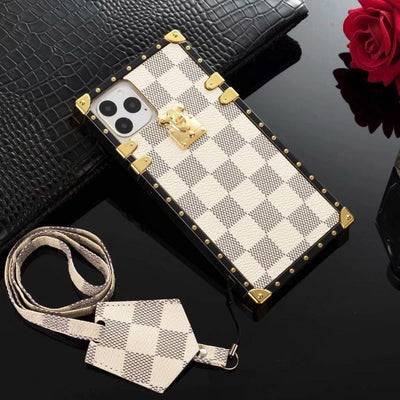 HypedEffects louis vuitton Checkered Trunk-Inspired iPhone Cases with Gold Hardware
