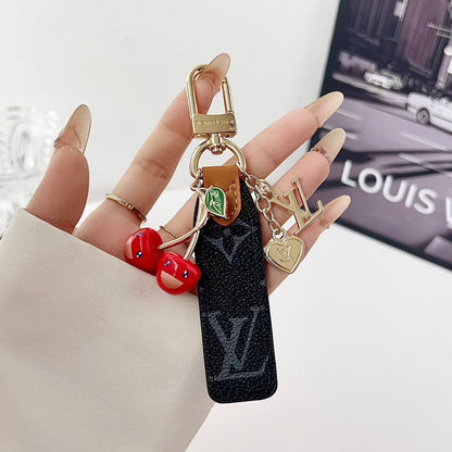 HypedEffects louis vuitton Cherry Charm Keychain with Monogram Leather Strap Luxury Designer Bag and Key Accessory