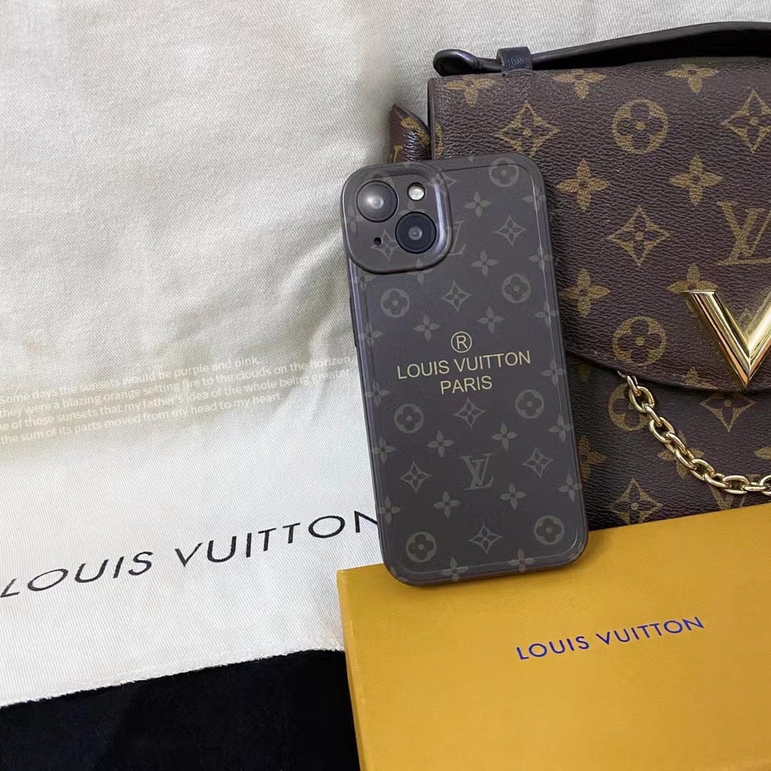 HypedEffects louis vuitton Classic Monogram iPhone Cases with Gold Branding
