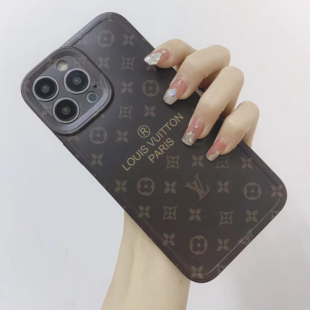 HypedEffects louis vuitton Classic Monogram iPhone Cases with Gold Branding
