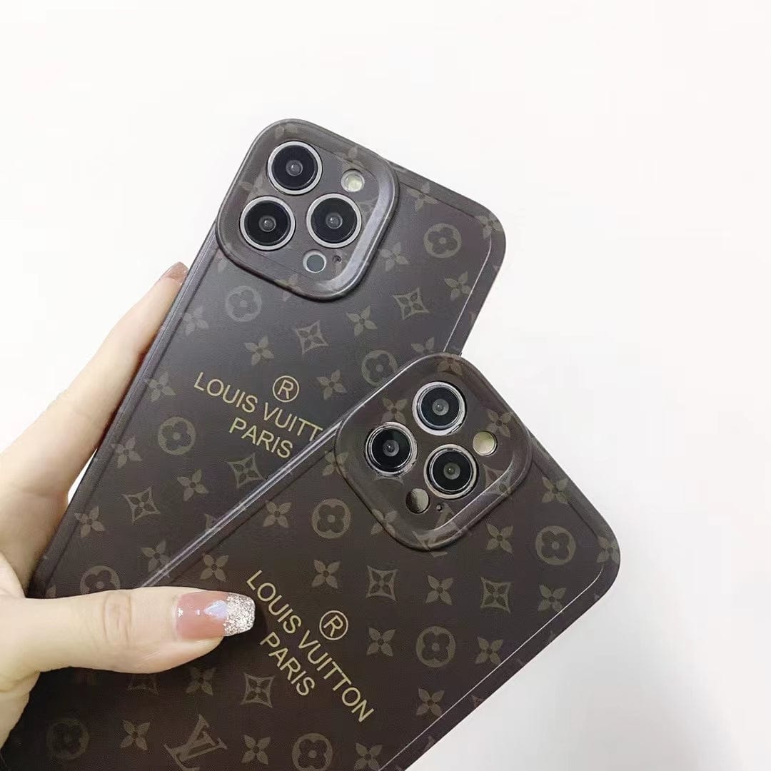 HypedEffects louis vuitton Classic Monogram iPhone Cases with Gold Branding