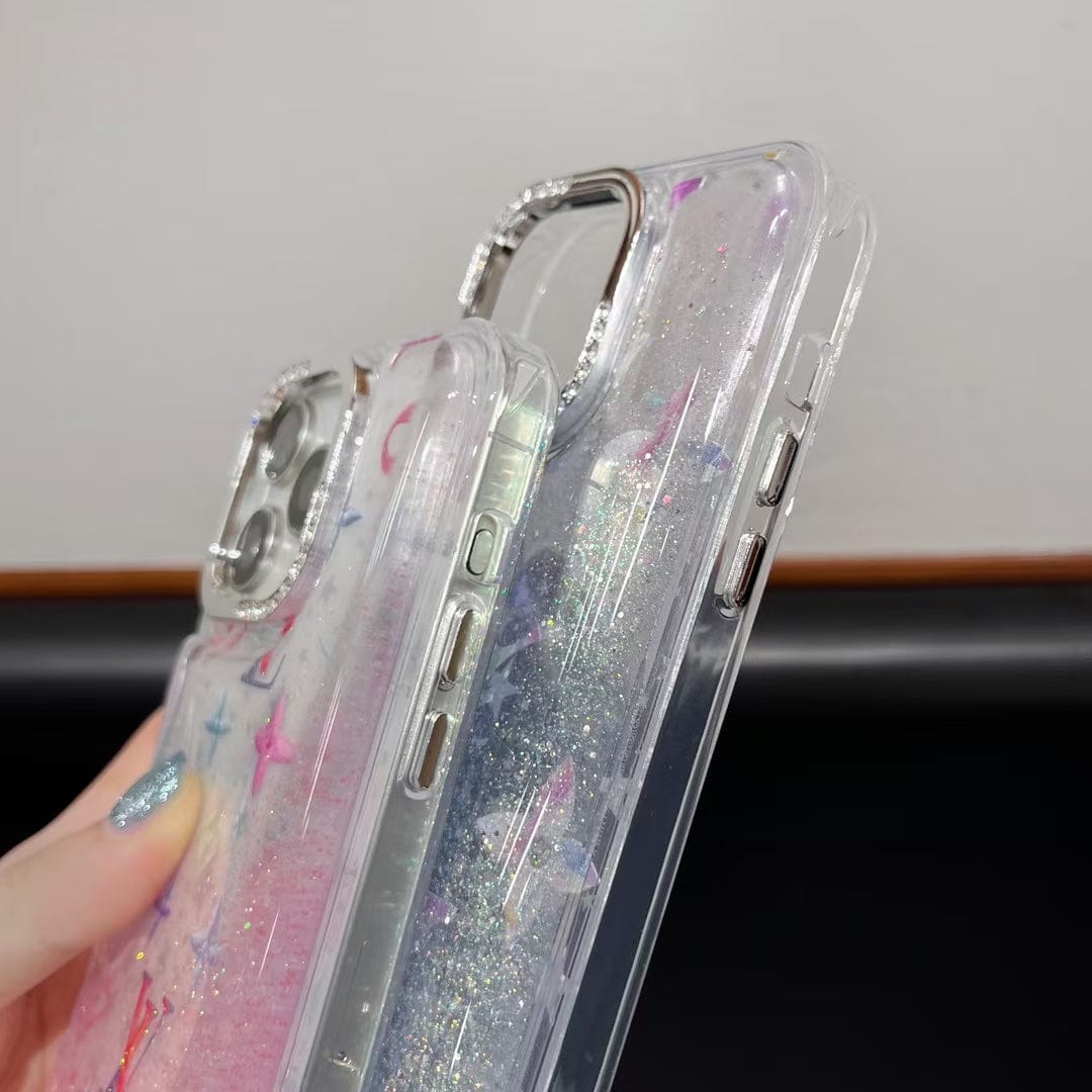 HypedEffects louis vuitton Glitter Sparkle Monogram iPhone Case with Rhinestone Camera Ring
