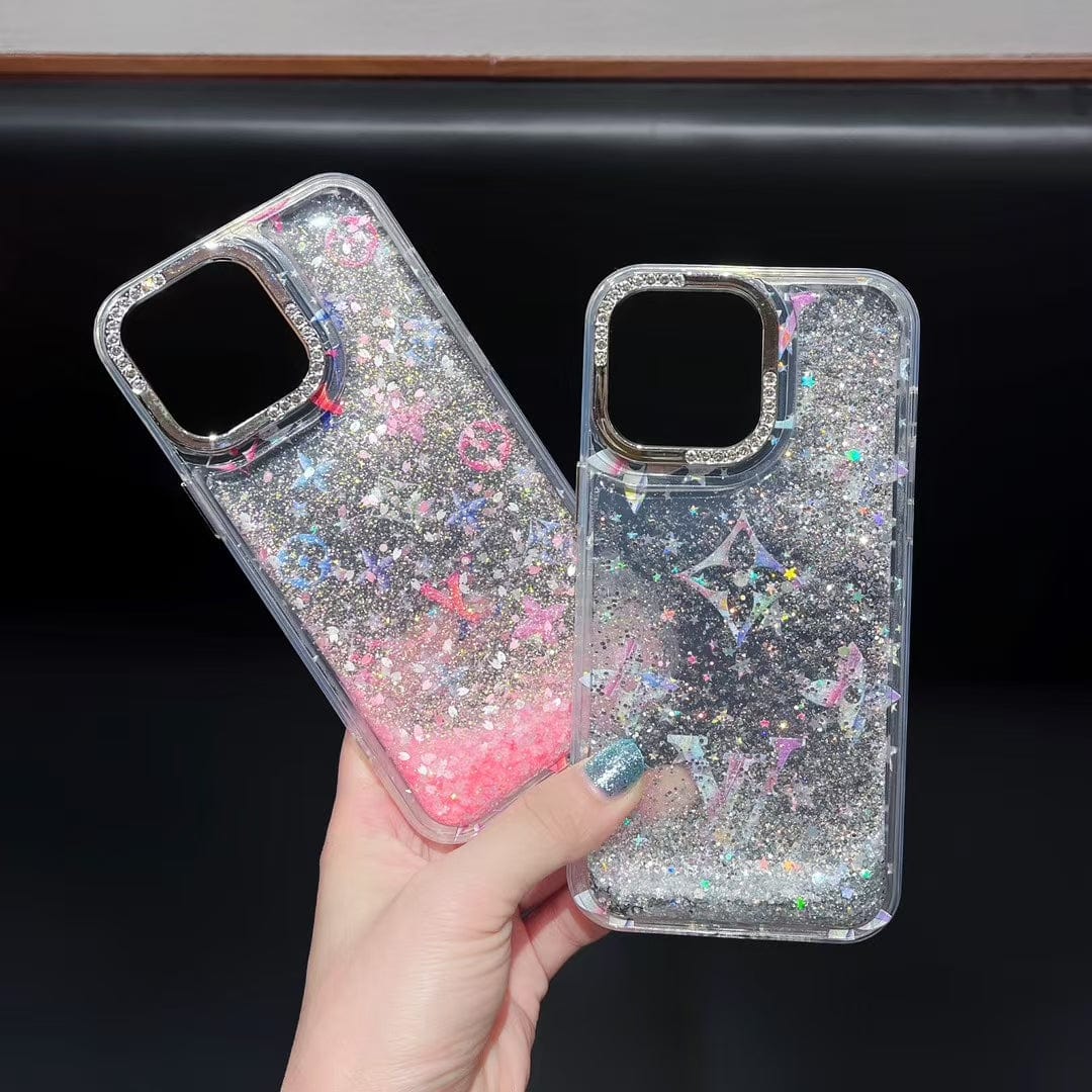 HypedEffects louis vuitton Glitter Sparkle Monogram iPhone Case with Rhinestone Camera Ring