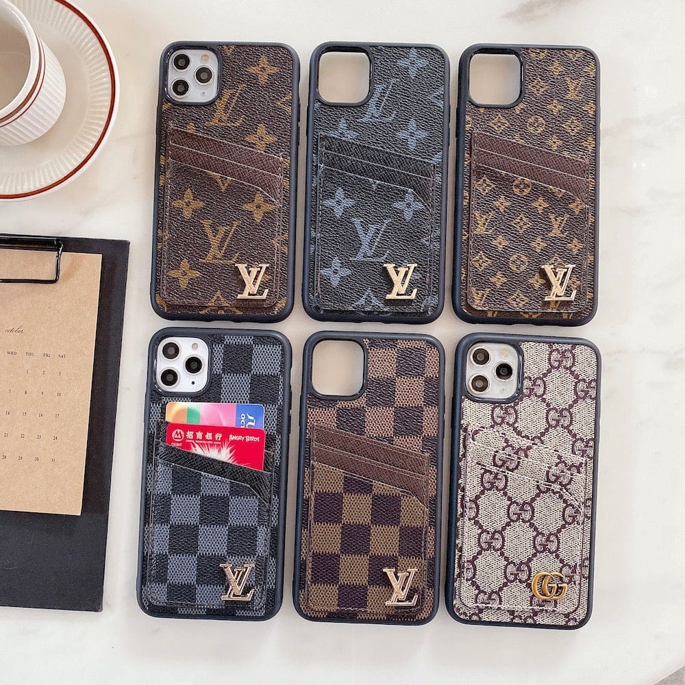 HypedEffects louis vuitton & gucci iPhone 17 Case Collection - Famous Patterns with Integrated Wallet