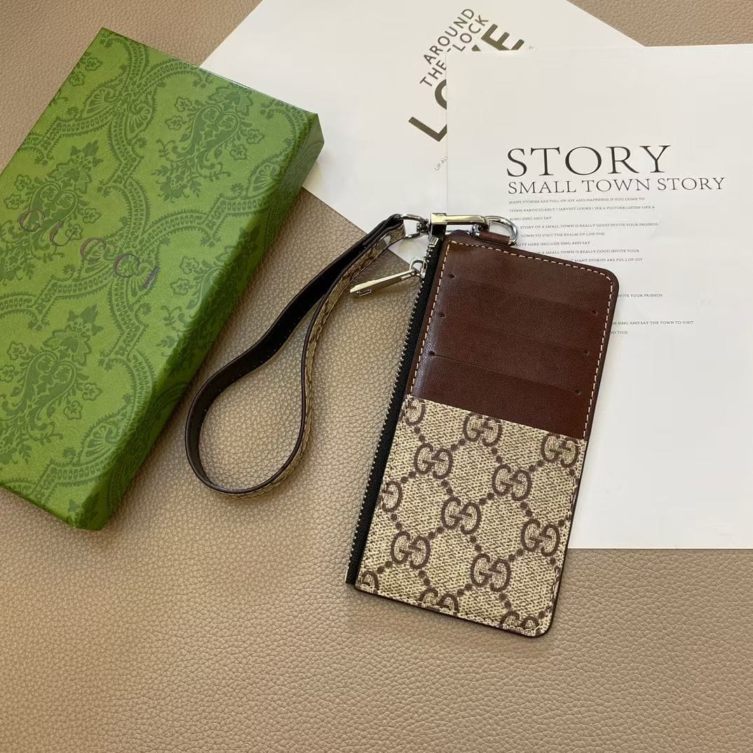 HypedEffects louis vuitton & gucci Luxury Zipper Card Holder Wallet with Wrist Strap