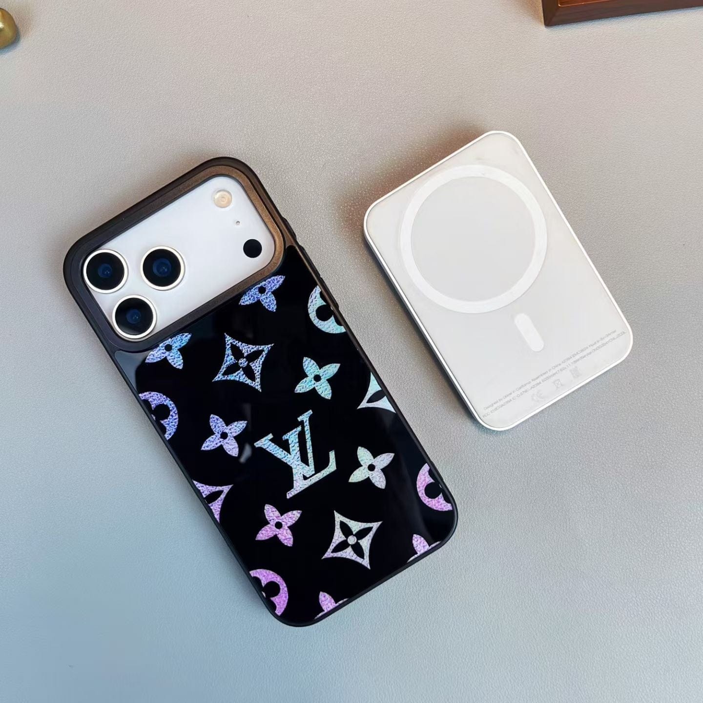 HypedEffects louis vuitton Holographic Monogram Luxury Phone Case for iPhone 14 to iPhone 17 Pro Max