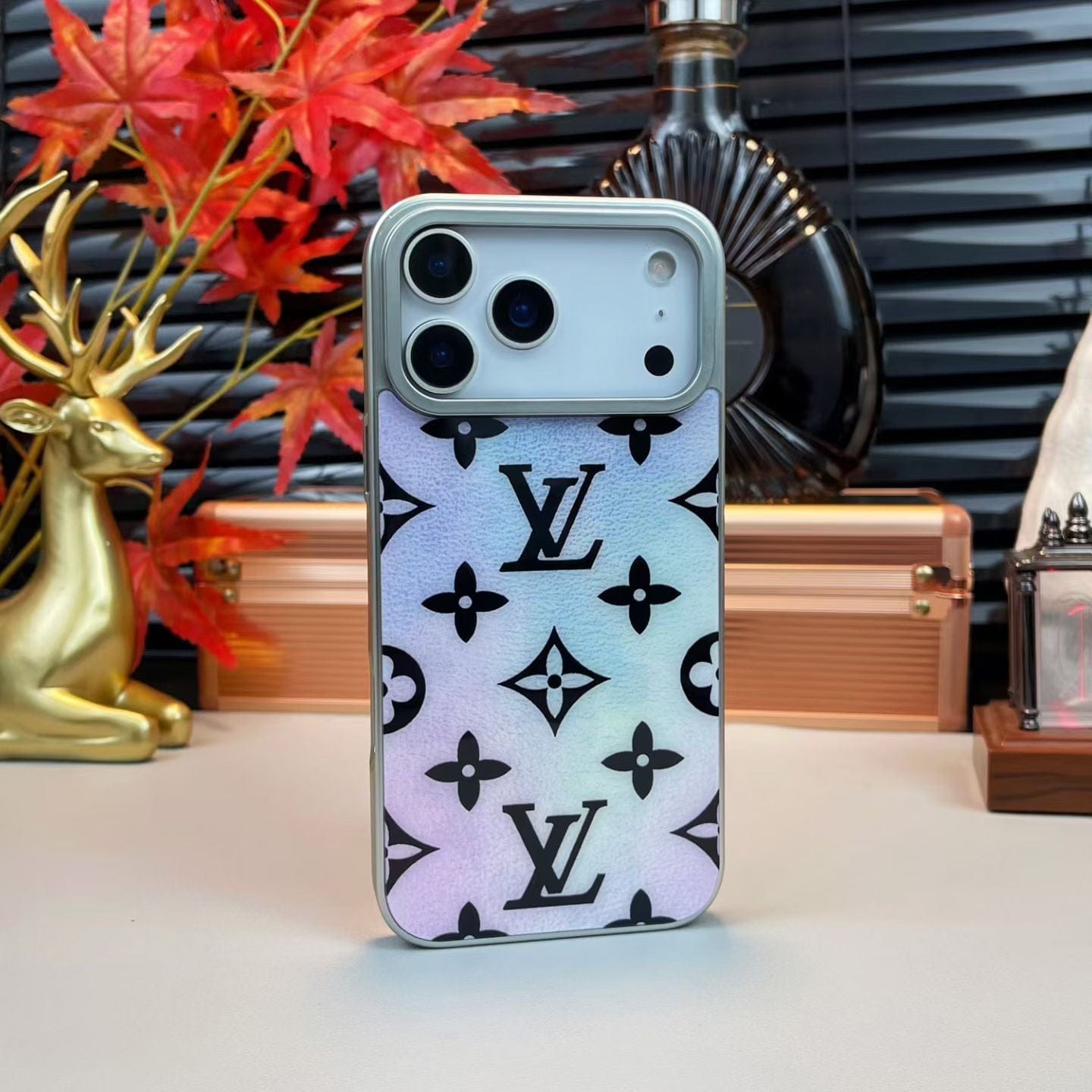 HypedEffects louis vuitton Holographic Monogram Luxury Phone Case for iPhone 14 to iPhone 17 Pro Max