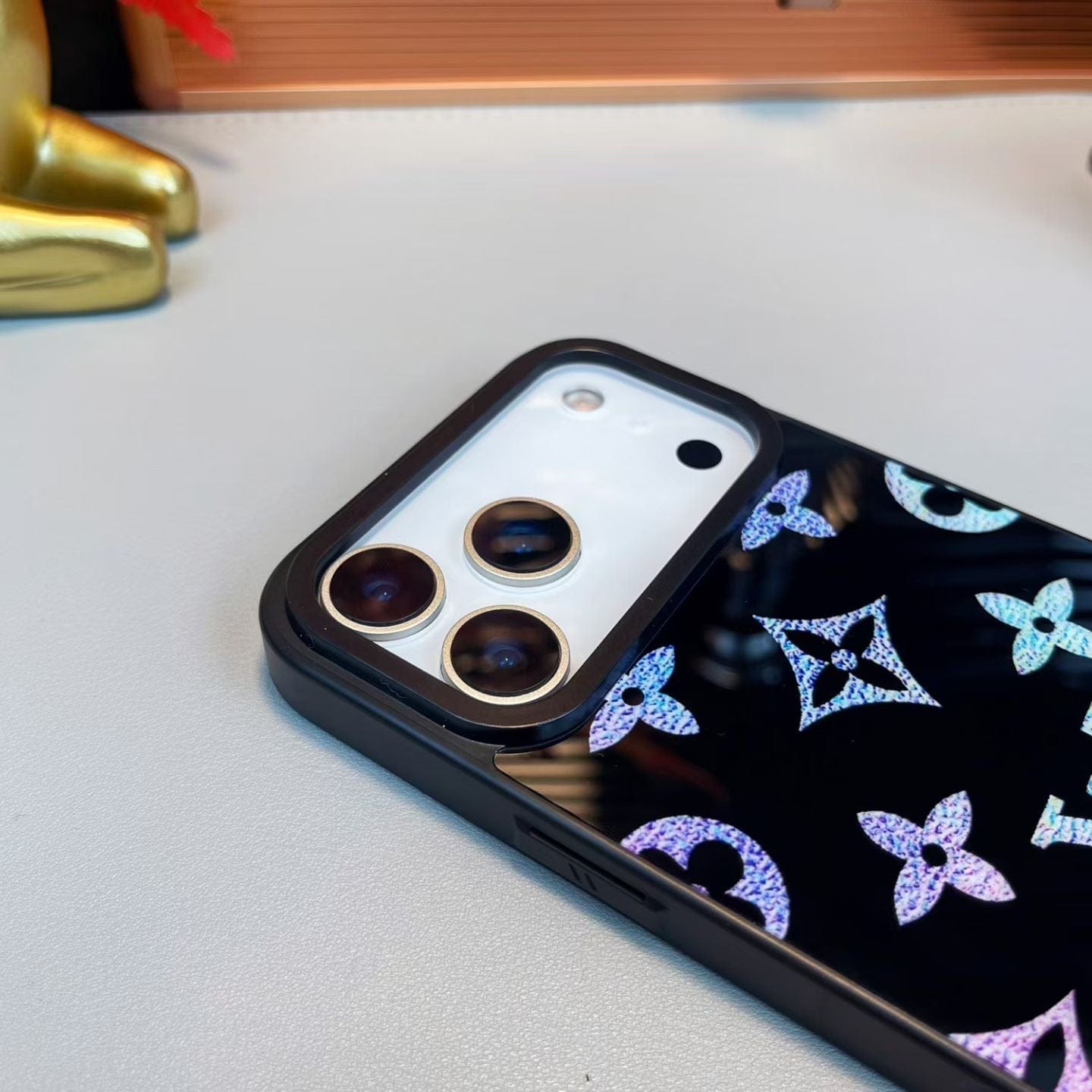 HypedEffects louis vuitton Holographic Monogram Luxury Phone Case for iPhone 14 to iPhone 17 Pro Max