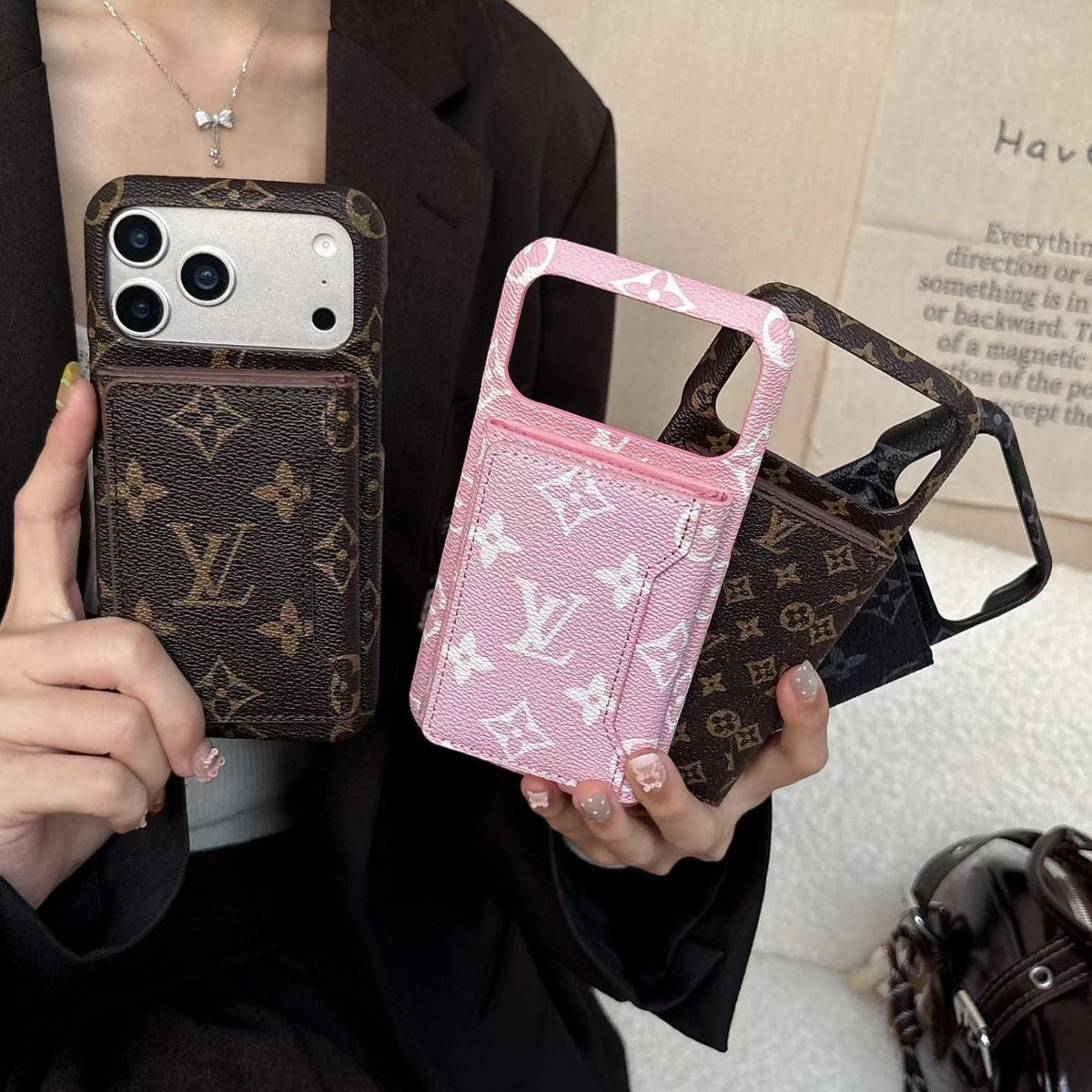 HypedEffects louis vuitton Iconic Monogram Card Holder Case for iPhone 13 to 17 Pro Max