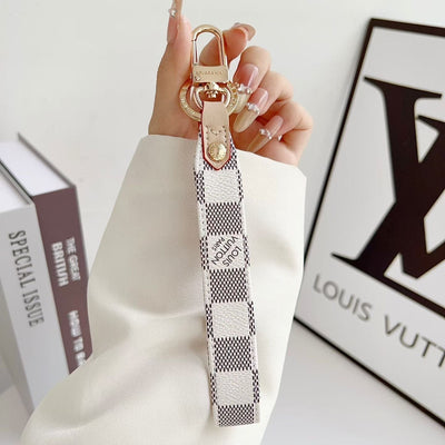 HypedEffects louis vuitton Monogram Canvas Keychain with Leather Strap Luxury Designer Key Holder